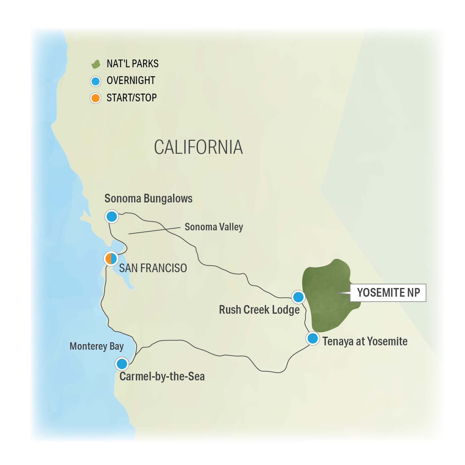 California Classics - Trip Map