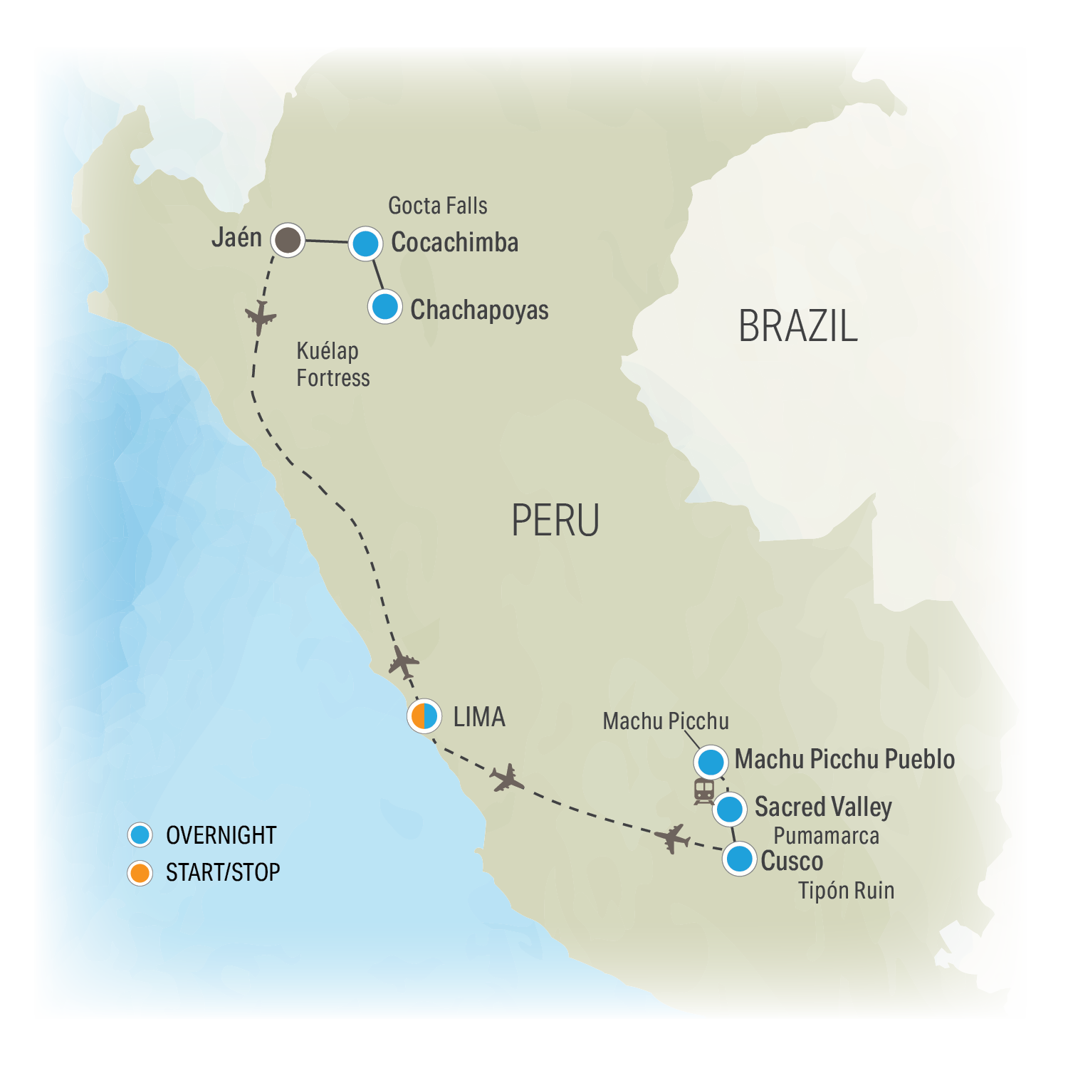 Peru and the Wonders of the Inca - Trip Map