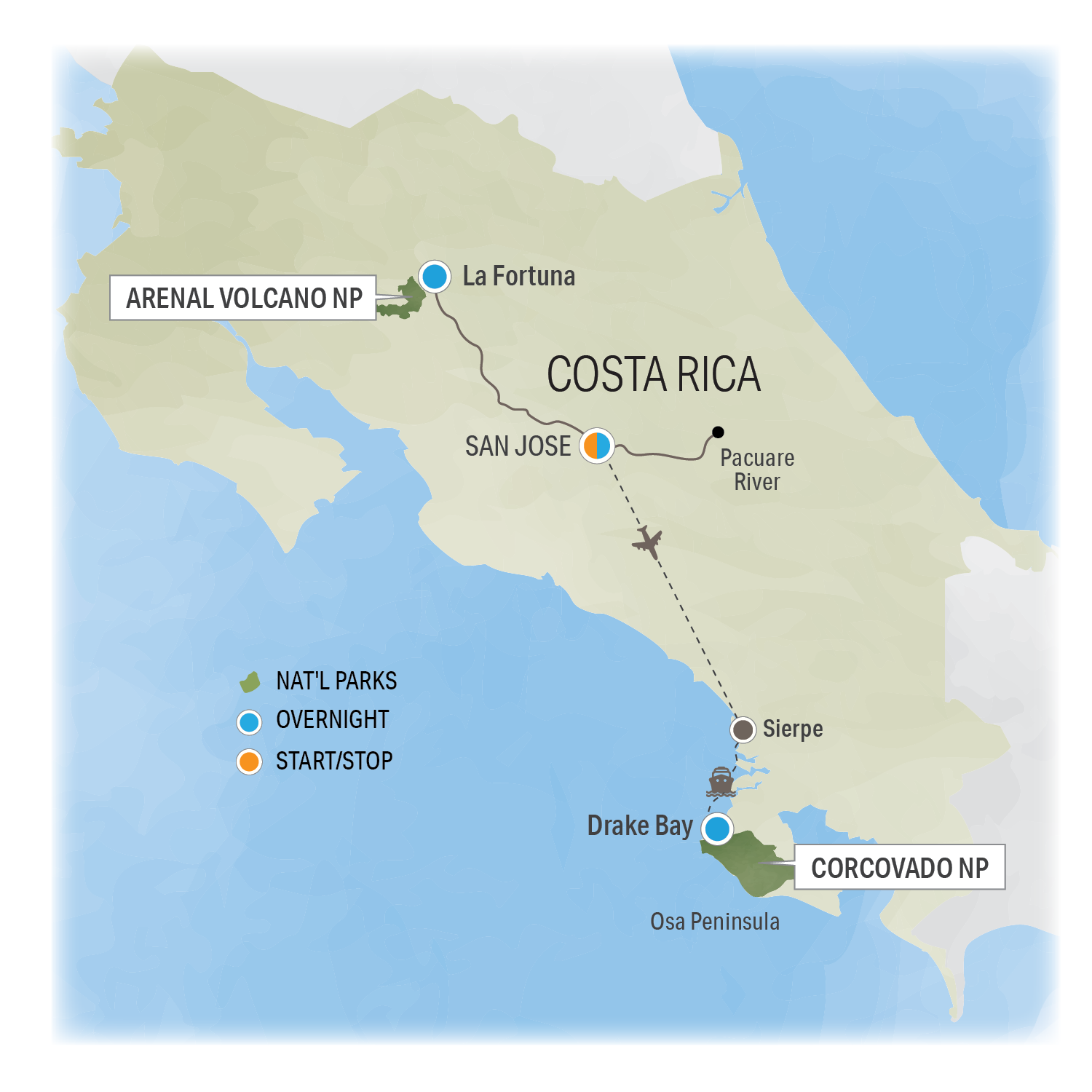 Iconic Costa Rica - Trip Map