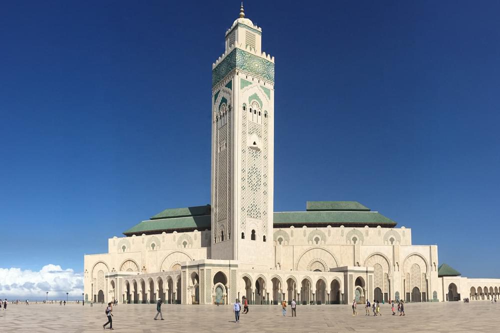 white and green tower in Casa Blanca Morocco