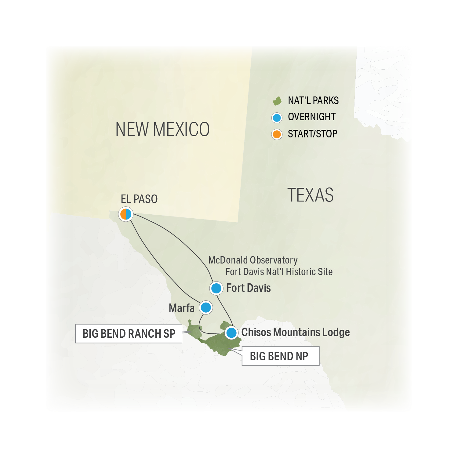 Big Secret, Big Bend - Trip Map