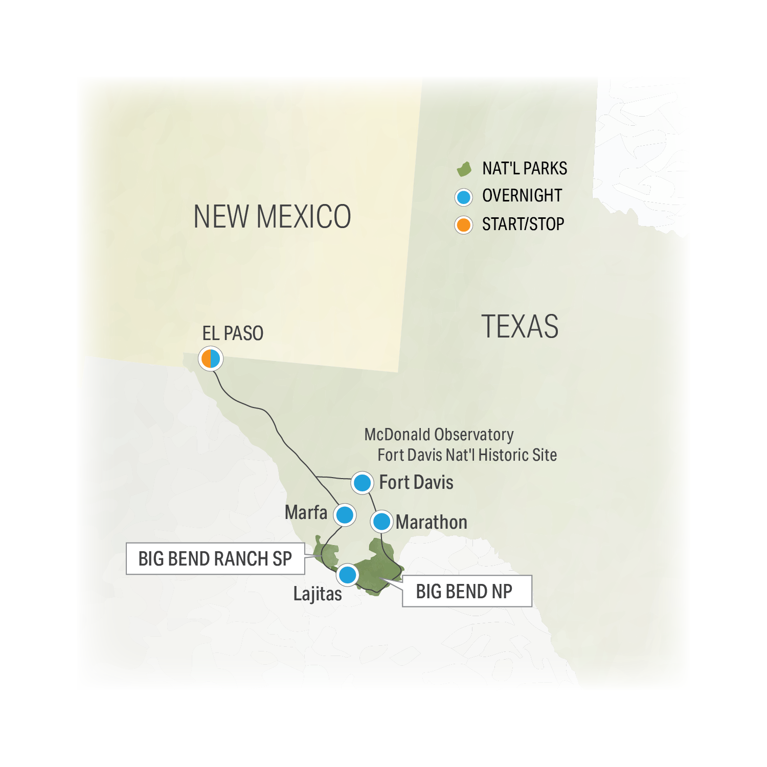 Big Secret, Big Bend - Trip Map